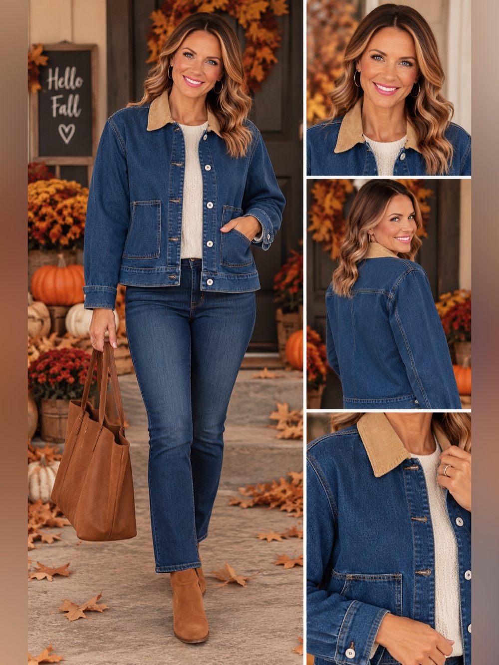 Sanctuary Denim Chore Jacket Corduroy Collar Blue Button Front Women’s Medium